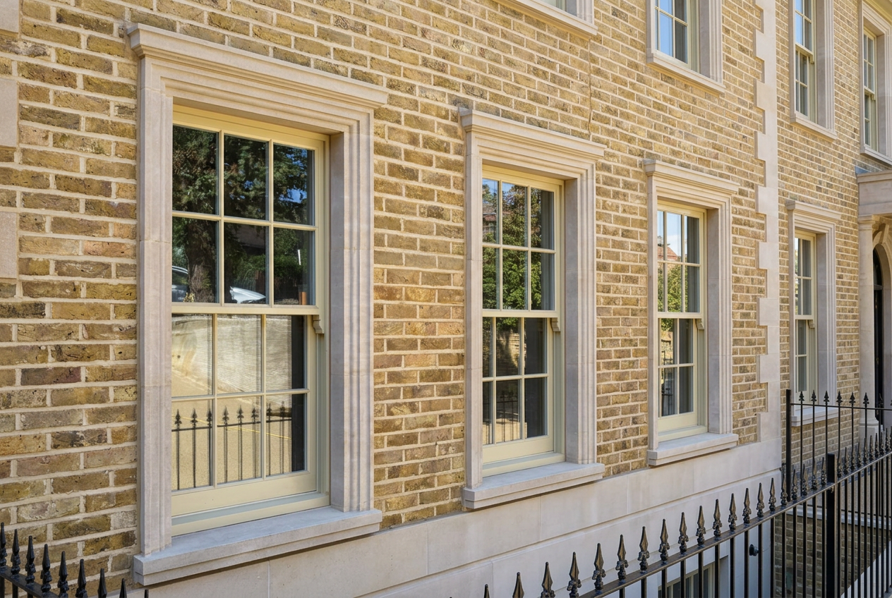 Sash window perimeter with a clean seal
